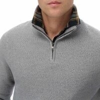 Superdry Men Knitted Sweater with Zip Stand-Up Collar - Cotton Texture Henley, Sweater, Plain Light grey M (Medium)