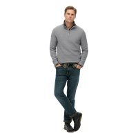 Superdry Men Knitted Sweater with Zip Stand-Up Collar - Cotton Texture Henley, Sweater, Plain Light grey M (Medium)