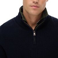 Superdry Men Knitted Sweater with Zip Stand-Up Collar - Cotton Texture Henley, Sweater, Plain Dark blue 2XL (XX-Large)
