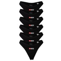 DIESEL Damen Tanga, 6er Pack - PUNCHY-D-CORE, Cotton Stretch, Logo Schwarz S