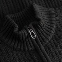 JOOP! Men Cardigan with stand-up collar – Jarono, zip, plain colour Black L (Large)