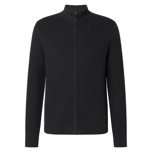 JOOP! Men Cardigan with stand-up collar – Jarono, zip, plain colour Black XL (X-Large)