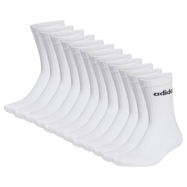 adidas Unisex Socken, 12er Pack - Linear Crew Cushioned, Logo, gepolstert, einfarbig Weiß 37-39