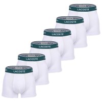 LACOSTE Mens Boxer Shorts, 6-pack - Trunks, Casual, Cotton Stretch, Logo waistband White S (Small)