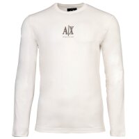 A|X ARMANI EXCHANGE Herren Langarmshirt - Longsleeve, Rundhals, Logo, Baumwolle Weiß M