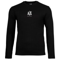 A|X ARMANI EXCHANGE Mens Long Sleeve - Long Sleeve, Round Neck, Logo, Cotton Black S (Small)