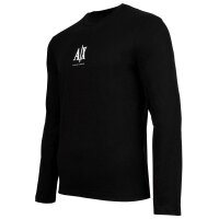 A|X ARMANI EXCHANGE Mens Long Sleeve - Long Sleeve, Round Neck, Logo, Cotton Black S (Small)