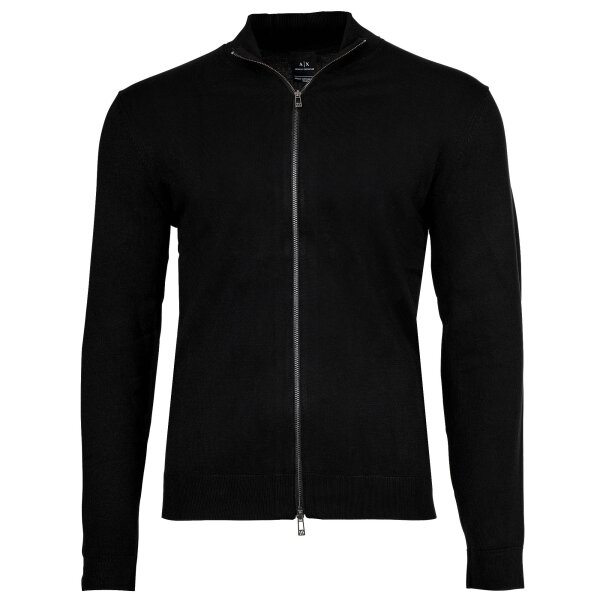 A|X ARMANI EXCHANGE Herren Strickjacke - Cardigan, Reißverschluss, Basic, einfarbig Schwarz S