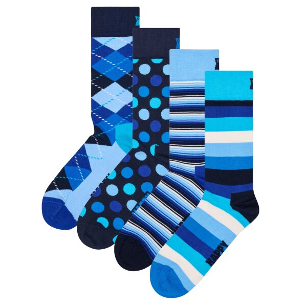 Happy Socks 4er Pack Unisex Socken - Geschenkbox, Classics, gemischte Farben Navy Socks 41-46