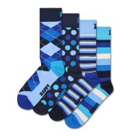Happy Socks 4er Pack Unisex Socken - Geschenkbox, Classics, gemischte Farben Navy Socks 41-46