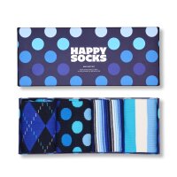 Happy Socks 4er Pack Unisex Socken - Geschenkbox, Classics, gemischte Farben Navy Socks 41-46