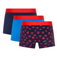 Happy Socks Herren Boxershorts, 3er Pack - Trunks, Cotton Stretch, uni/gemustert Kisses S