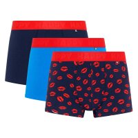 Happy Socks Mens Boxer Shorts, 3-Pack - Trunks, Cotton Stretch, Plain/Patterned Kisses S (Small)