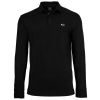 A|X ARMANI EXCHANGE Herren Langarm-Poloshirt - Knopfleiste, Pique, Cotton Stretch Schwarz S