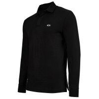 A|X ARMANI EXCHANGE Herren Langarm-Poloshirt - Knopfleiste, Pique, Cotton Stretch Schwarz S