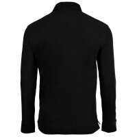 A|X ARMANI EXCHANGE Mens Long-sleeved Polo Shirt - Button Placket, Pique, Cotton Stretch Black S (Small)