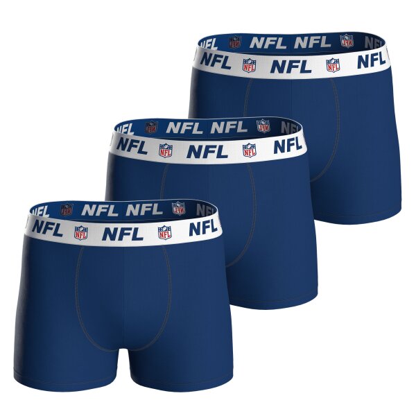 NFL Herren Boxershorts, 3er Pack - NFL Shield 3Pack Boxers, Baumwoll-Stretch, Logobund Dunkelblau L
