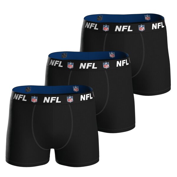 NFL Herren Boxershorts, 3er Pack - NFL Shield 3Pack Boxers, Baumwoll-Stretch, Logobund Schwarz L