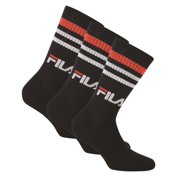 FILA Unisex Socken 3 Paar - Street, Sport, Lifestyle, Socks Set, Stripes, 35-46 Schwarz 39-42 (6-8 UK)