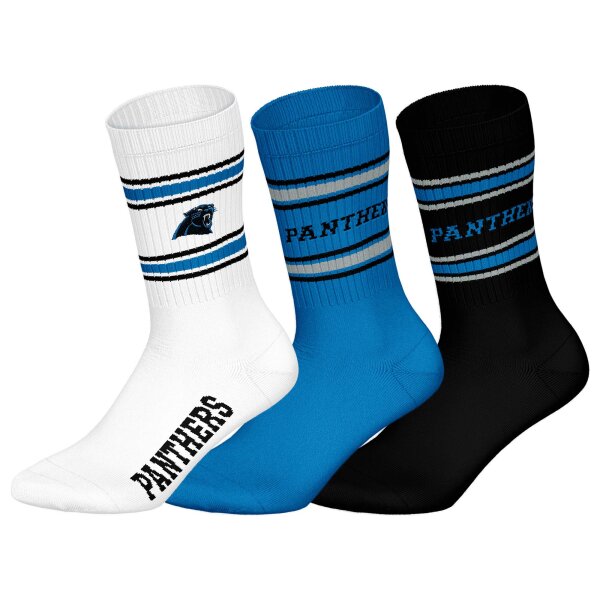 NFL Unisex Socken, 3er Pack - NFL Teams, 3Pack Crew Socks, Football, Logo, Baumwollmischung Carolina Panthers 39-42