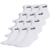 adidas Unisex Quarter Socks, 12-pack - Linear Cushioned Ankle, logo, padded, solid color White 37-39