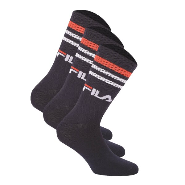 FILA Unisex Socken 3 Paar - Street, Sport, Lifestyle, Socks Set, Stripes, 35-46 Marine 43-46 (9-11 UK)