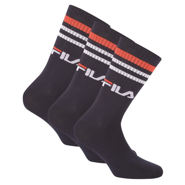 FILA Unisex Socken 3 Paar - Street, Sport, Lifestyle, Socks Set, Stripes, 35-46 Marine 43-46 (9-11 UK)