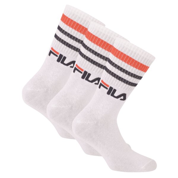 FILA Unisex Socken 3 Paar - Street, Sport, Lifestyle, Socks Set, Stripes, 35-46 Weiß 39-42 (6-8 UK)