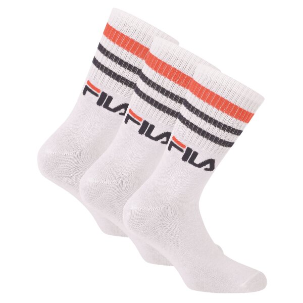 FILA Unisex Socken 3 Paar - Street, Sport, Lifestyle, Socks Set, Stripes, 35-46 Weiß 43-46 (9-11 UK)