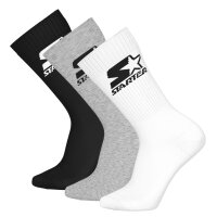 STARTER Unisex Socken, 3er Pack - Crew Socks, Logo, Baumwollmischung Weiß/Grau/Schwarz 39-42