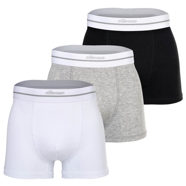 ellesse Men Boxer Shorts, 3-Pack - AMBRIA, Trunks, Logo Waistband, Solid Colour Black/White/Grey S (Small)