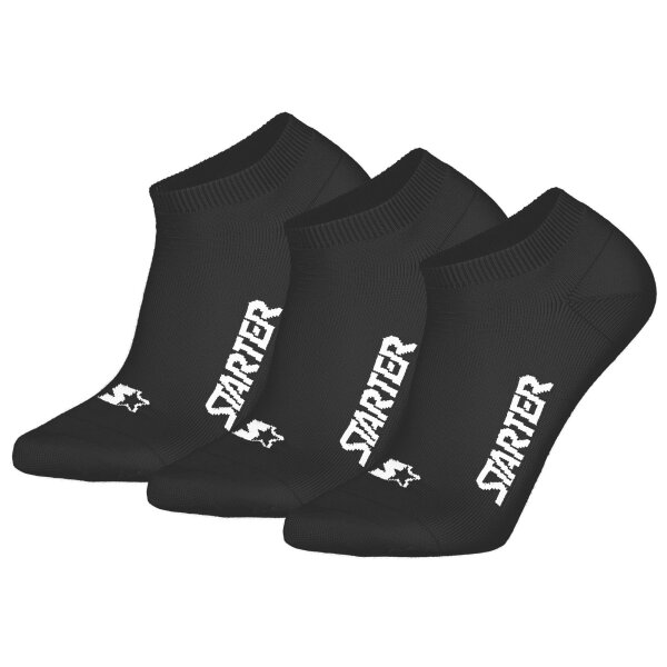 STARTER Unisex Sneaker Socks, 3-Pack – Sneaker Socks, Logo, Cotton Blend Black 39-42 (6-8 UK)
