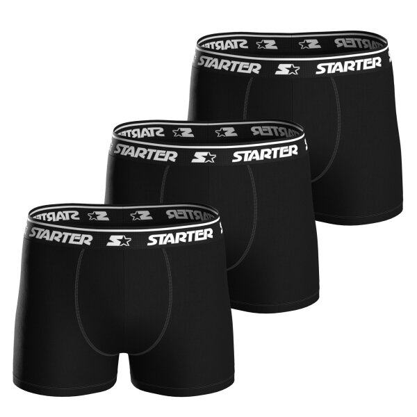 STARTER Herren Boxershorts, 3er Pack -  Logo Boxers, Baumwoll-Stretch, Logobund Schwarz XL