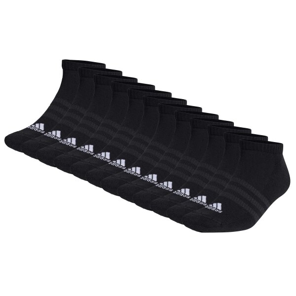 adidas Unisex Sneaker Socks, 12-pack - Cushioned Low-Cut, Logo, Padded, Solid Color Black 37-39