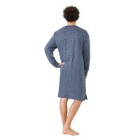 hajo Men Nightshirt, Long - Premium Cotton, Allover Print, V-Neck Blue S (Small)