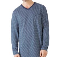 hajo Men Nightshirt, Long - Premium Cotton, Allover Print, V-Neck Blue S (Small)