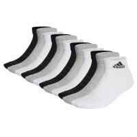 adidas Unisex Quarter Socks, 12-pack - Cushioned Sportswear Ankle, logo, padded, solid color Black/Grey/White 46-48