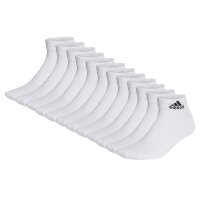adidas Unisex Quarter Socken, 12er Pack - Cushioned Sportswear Ankle, Logo, gepolstert, einfarbig Weiß 40-42
