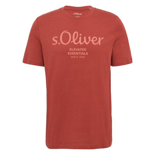 s.Oliver Herren T-Shirt - Basic, Logoprint, Rundhals, Baumwolle Rot 2XL