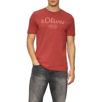 s.Oliver Herren T-Shirt - Basic, Logoprint, Rundhals, Baumwolle Rot 2XL