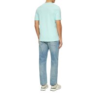 s.Oliver Mens T-Shirt - Basic, Logo Print, Round Neck, Cotton Turquoise 2XL (XX-Large)