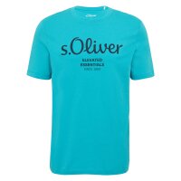 s.Oliver Herren T-Shirt - Basic, Logoprint, Rundhals, Baumwolle Türkis 2 M