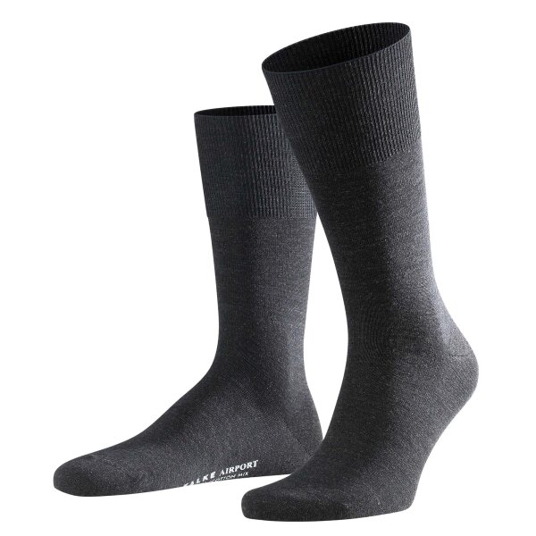 FALKE Herren Socken - Airport, Kurzstrumpf, Freizeit- und Business-Socken, Unifarben Anthrazit mel. (3080) 41-42 (UK 7-8)