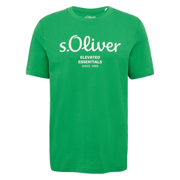 s.Oliver Herren T-Shirt - Basic, Logoprint, Rundhals, Baumwolle Grün 2XL