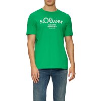 s.Oliver Mens T-Shirt - Basic, Logo Print, Round Neck, Cotton Green 2XL (XX-Large)
