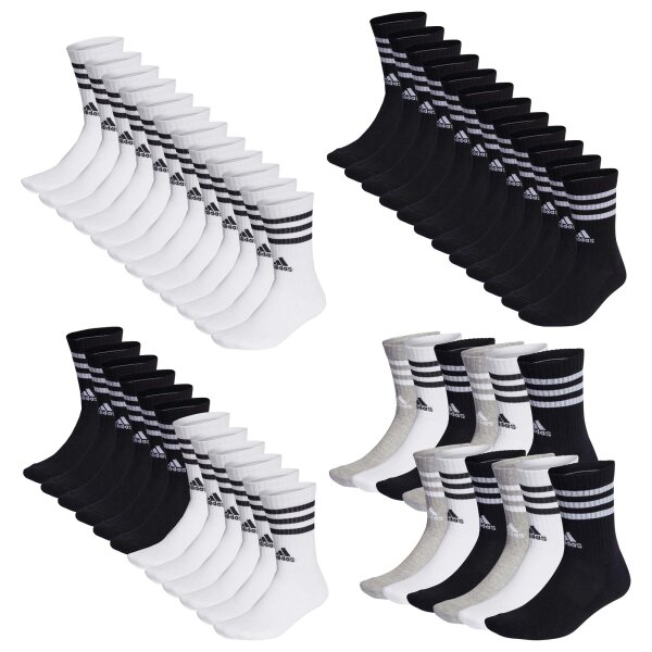 adidas Unisex Socken, 12er Pack - 3-Streifen Cushioned Crew, Logo, Streifen, gepolstert