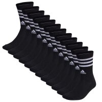 adidas Unisex Socken, 12er Pack - 3-Streifen Cushioned Crew, Logo, Streifen, gepolstert Schwarz 37-39