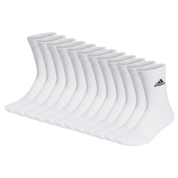 adidas Unisex Socks, 12-pack - 3-Stripes Cushioned Crew, Logo, Stripe, Cushioned White 46-48