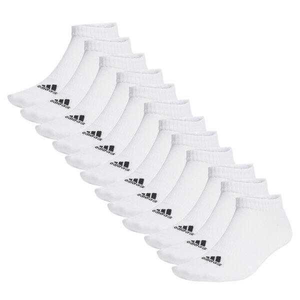 adidas Unisex Sneakersocken, 12er Pack - Thin and Light Sportswear Low Cut Socks, Logo, einfarbig Weiß 46-48