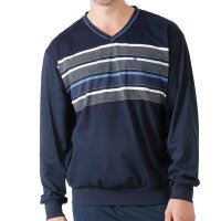 hajo Herren Schlafanzug, lang -  Klima-Komfort, V-Neck, Bündchen Dunkelblau M